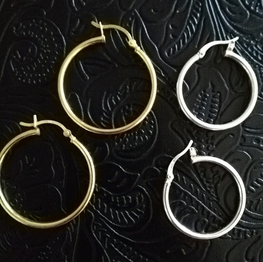 Set of 2 Sterling/Gold Hoops